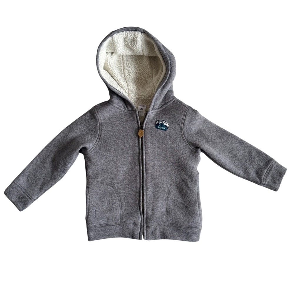 Simple Joys by Carters Hoodie Gray Sherpa Lined Adventure Expert Kids 3T